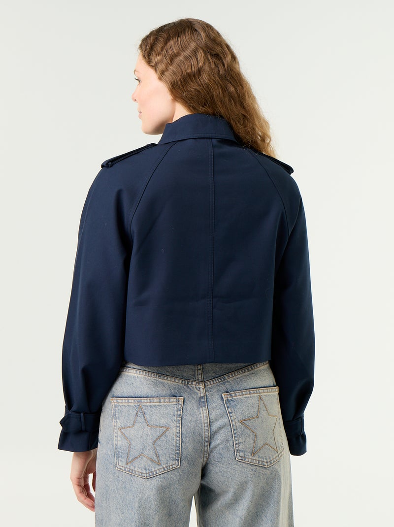 Gabardina corta de algodón Azul - Kiabi