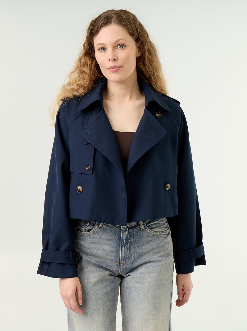 Gabardina corta de algodón Azul - Kiabi