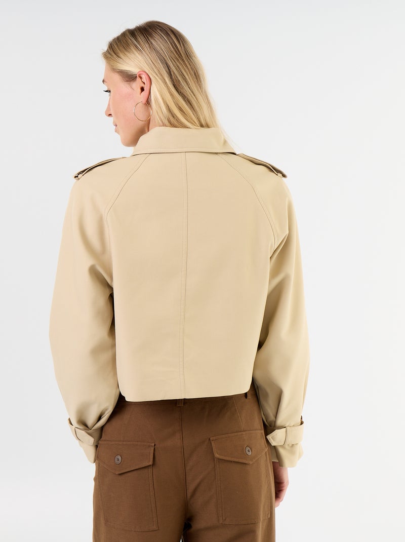 Gabardina corta de algodón Beige - Kiabi