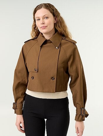 Gabardina corta de algodón