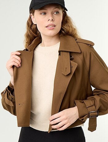 Gabardina corta de algodón