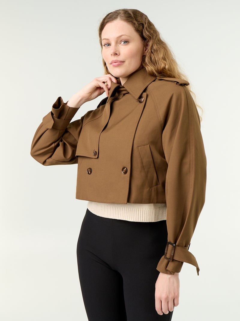 Gabardina corta de algodón Marron - Kiabi