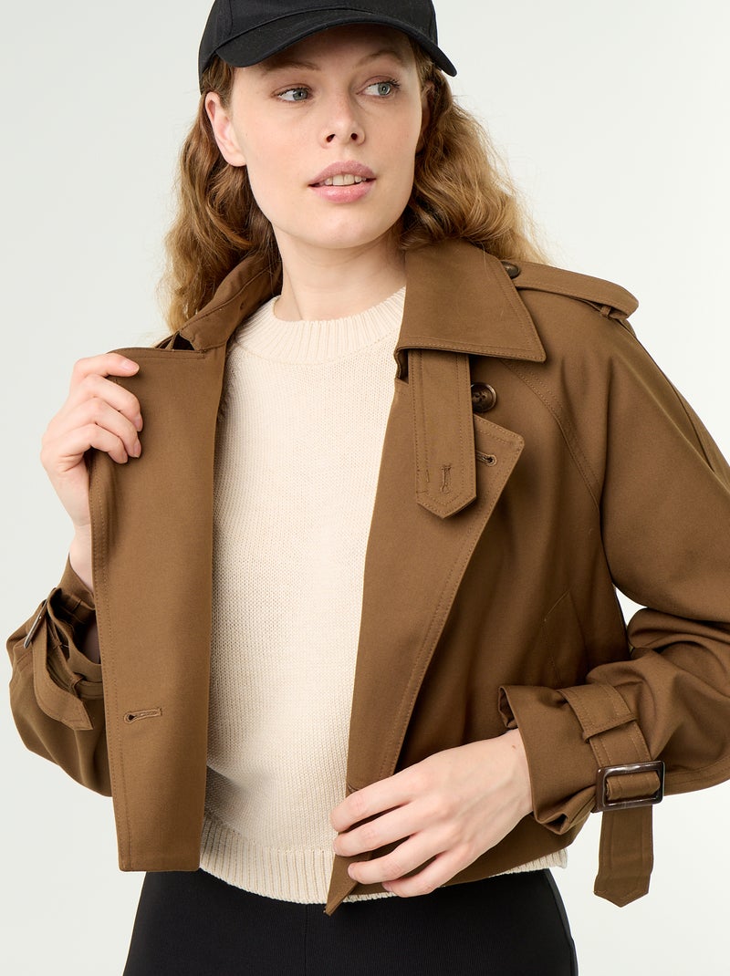 Gabardina corta de algodón Marron - Kiabi