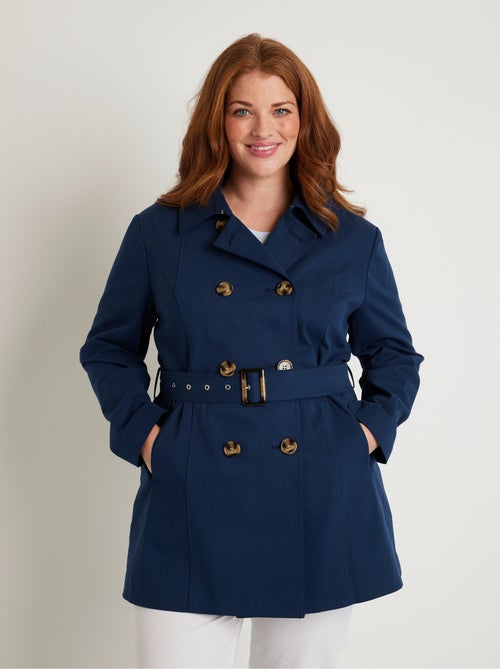 Gabardina corta lisa cruzada con cuello en pico - Afibel - Kiabi