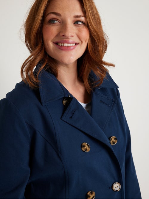 Gabardina corta lisa cruzada con cuello en pico - Afibel - Kiabi