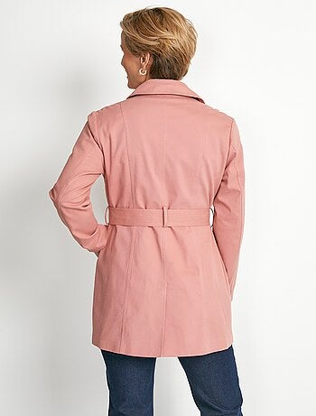 Gabardina corta lisa cruzada con cuello en pico - Afibel