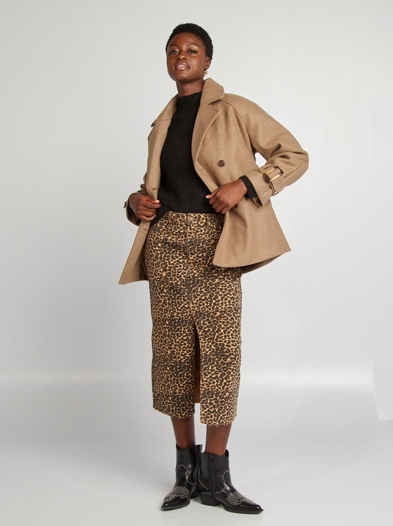 Gabardina corta tipo lana BEIGE - Kiabi