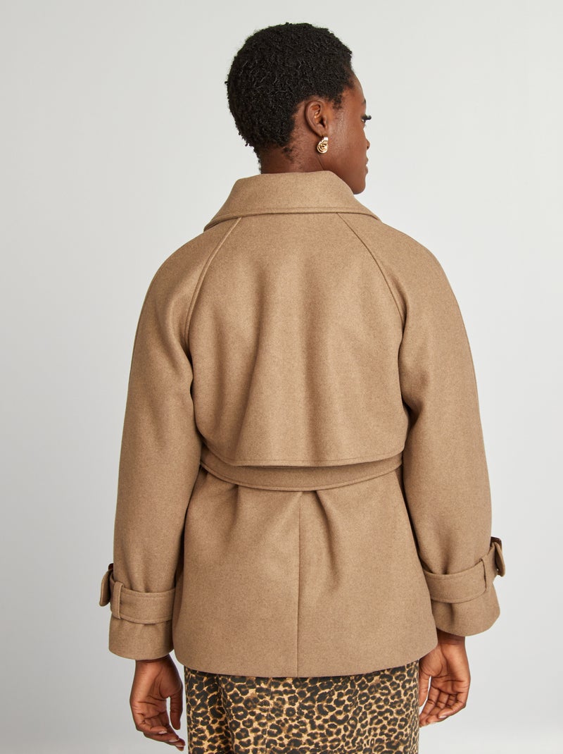Gabardina corta tipo lana BEIGE - Kiabi