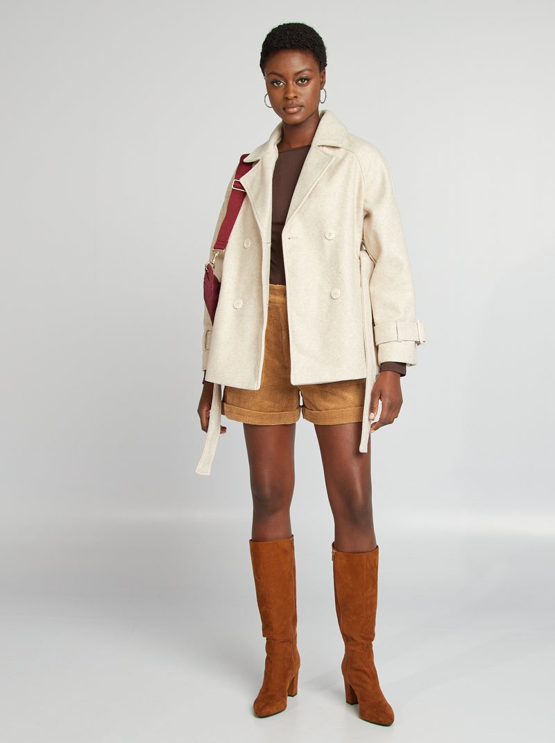 Gabardina corta tipo lana BLANCO - Kiabi