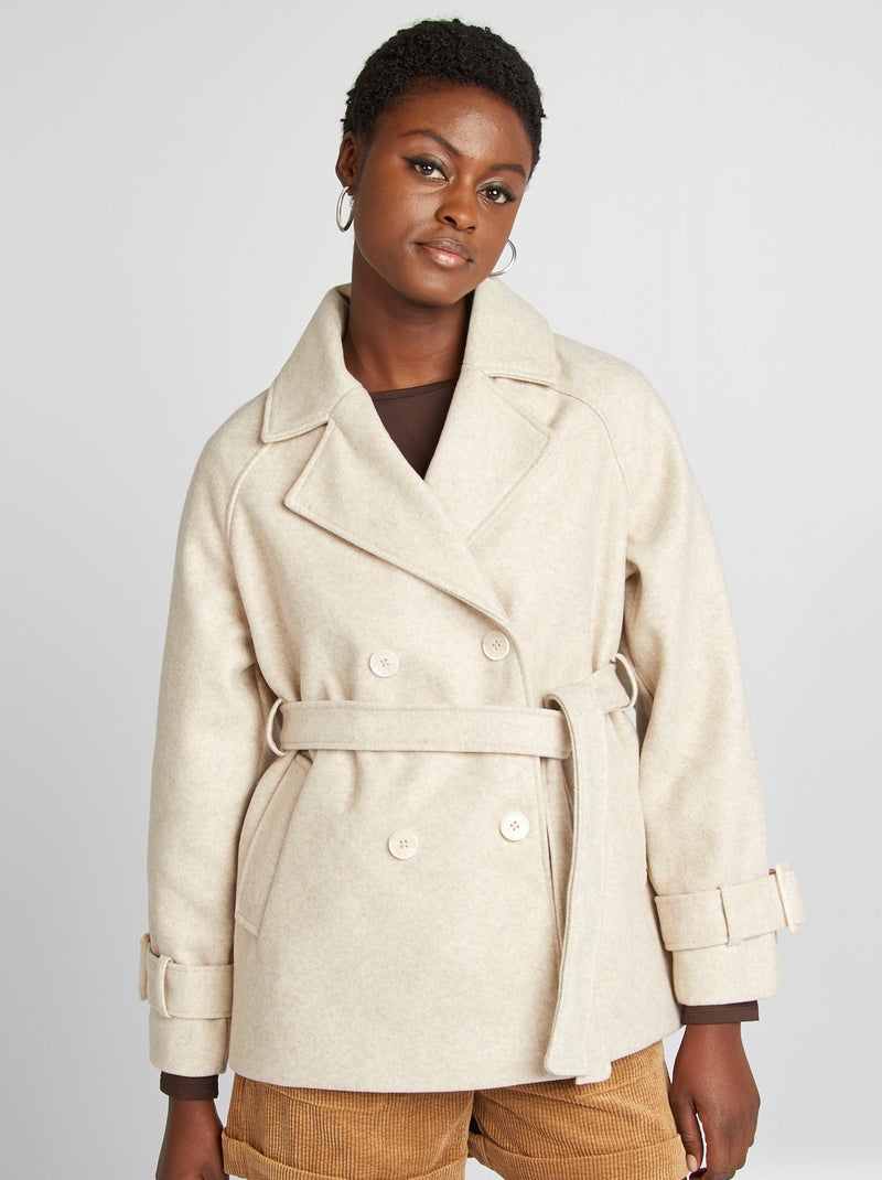 Gabardina corta tipo lana BLANCO - Kiabi