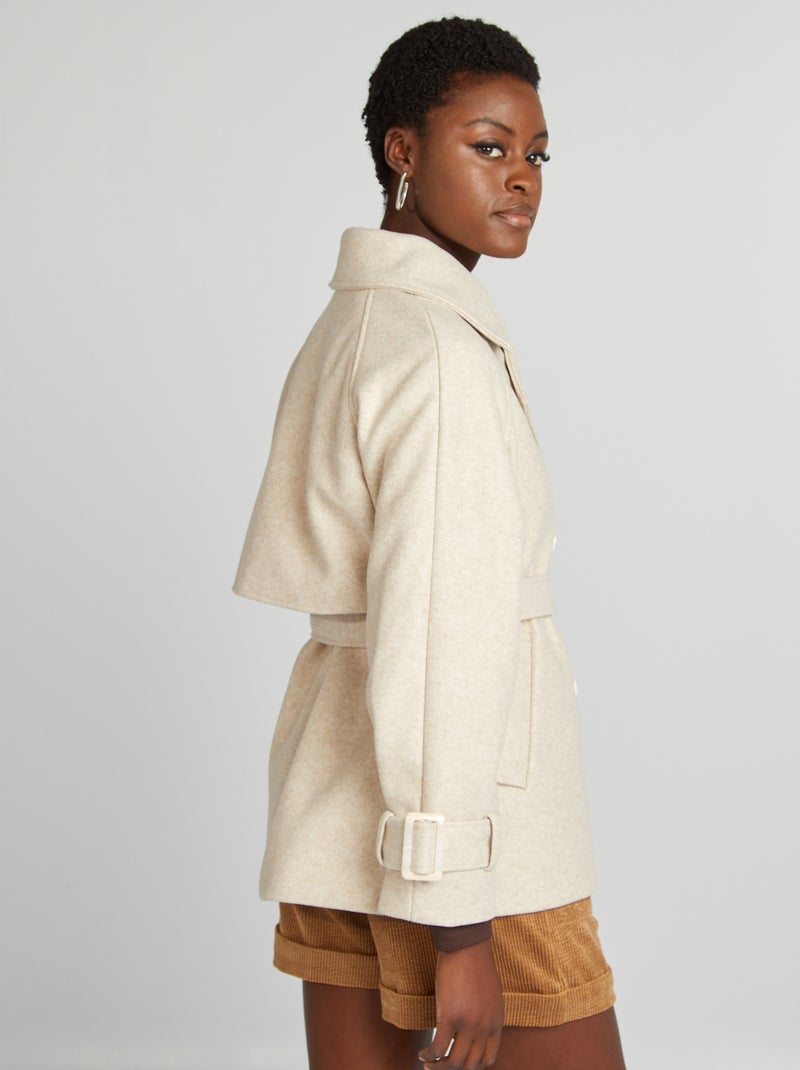 Gabardina corta tipo lana BLANCO - Kiabi