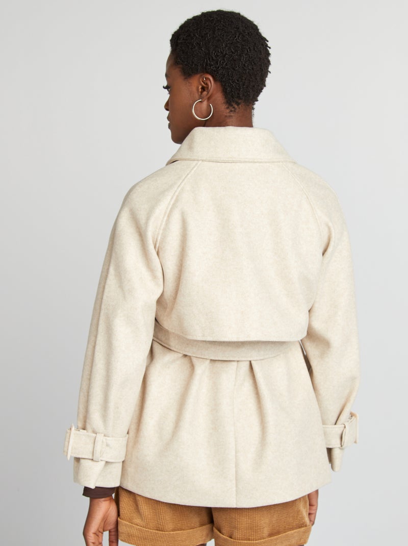 Gabardina corta tipo lana BLANCO - Kiabi