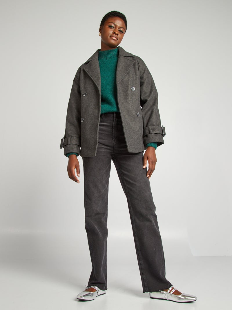 Gabardina corta tipo lana GRIS - Kiabi