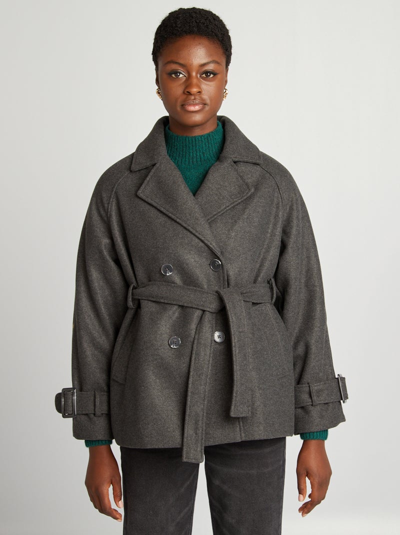 Gabardina corta tipo lana GRIS - Kiabi