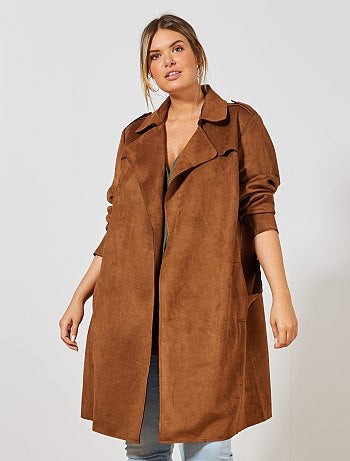 Gabardina de antelina con cinturón - Kiabi