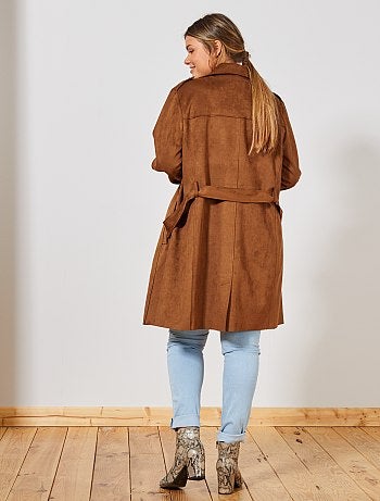 Gabardina de antelina con cinturón - Kiabi