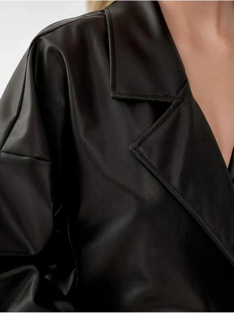 Gabardina de piel sintética con cinturón bdart Negro - Kiabi