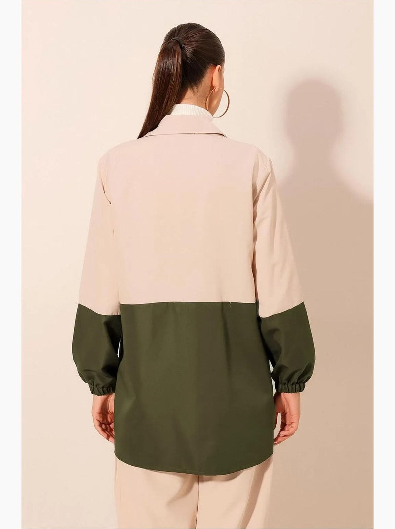 Gabardina de poliéster con bloques de color bdart Verde caqui - Kiabi