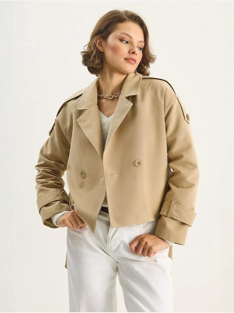 Gabardina extragrande de algodón y elastano con cierre de lazo lucci Beige arcilla - Kiabi