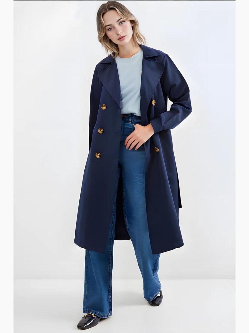 Gabardina larga con cinturón bdart Azul marino - Kiabi