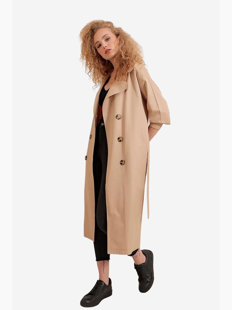 Gabardina larga con cinturón bdart Beige arcilla - Kiabi