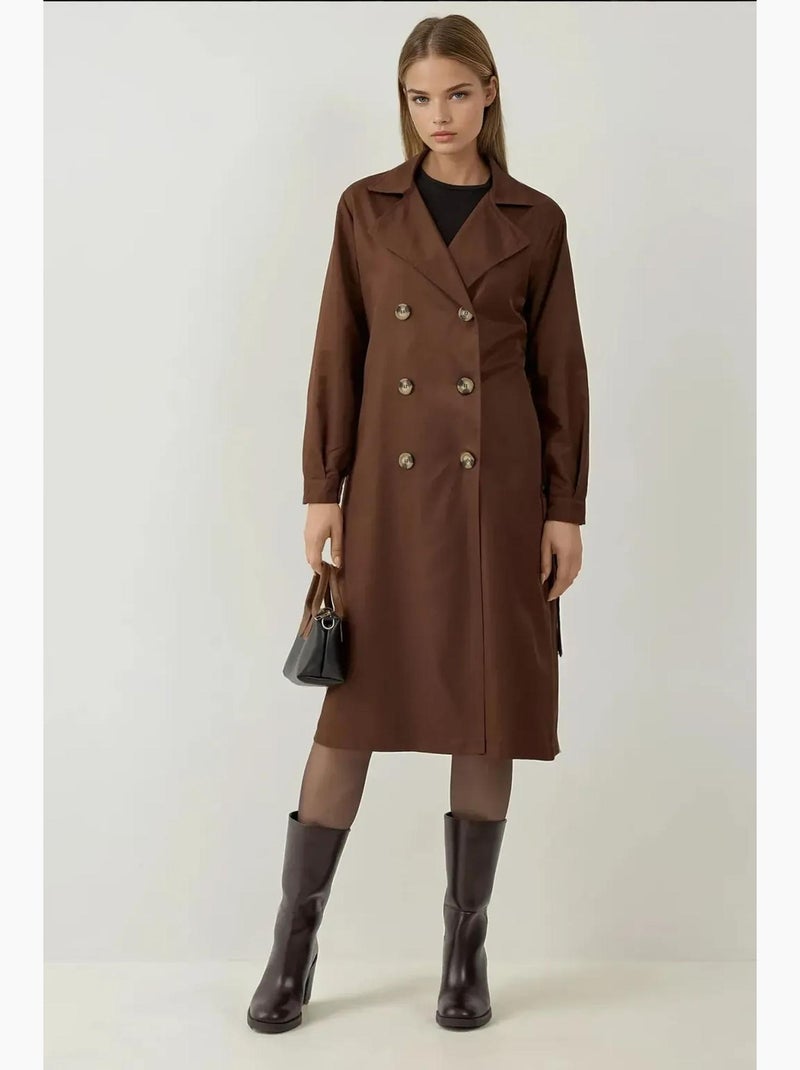 Gabardina larga con cinturón bdart Marrón oscuro - Kiabi