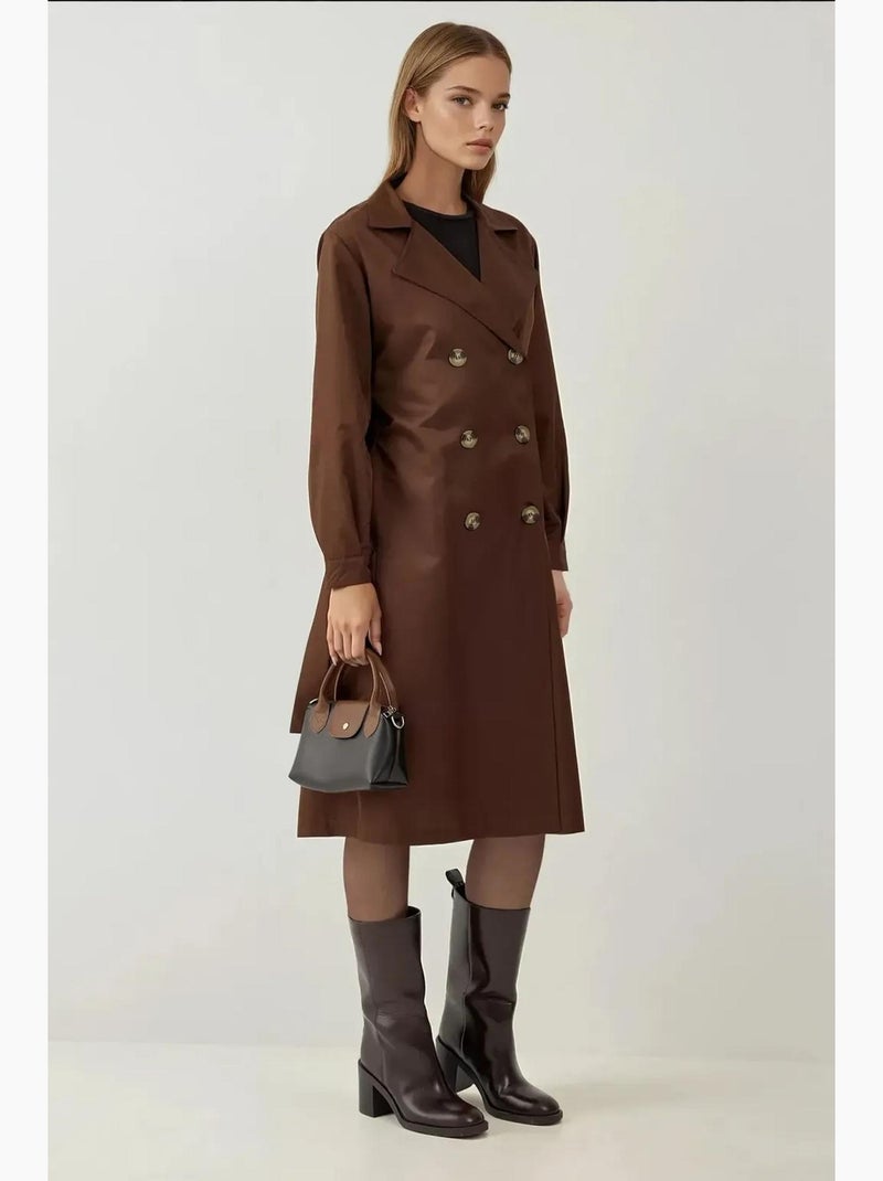 Gabardina larga con cinturón bdart Marrón oscuro - Kiabi