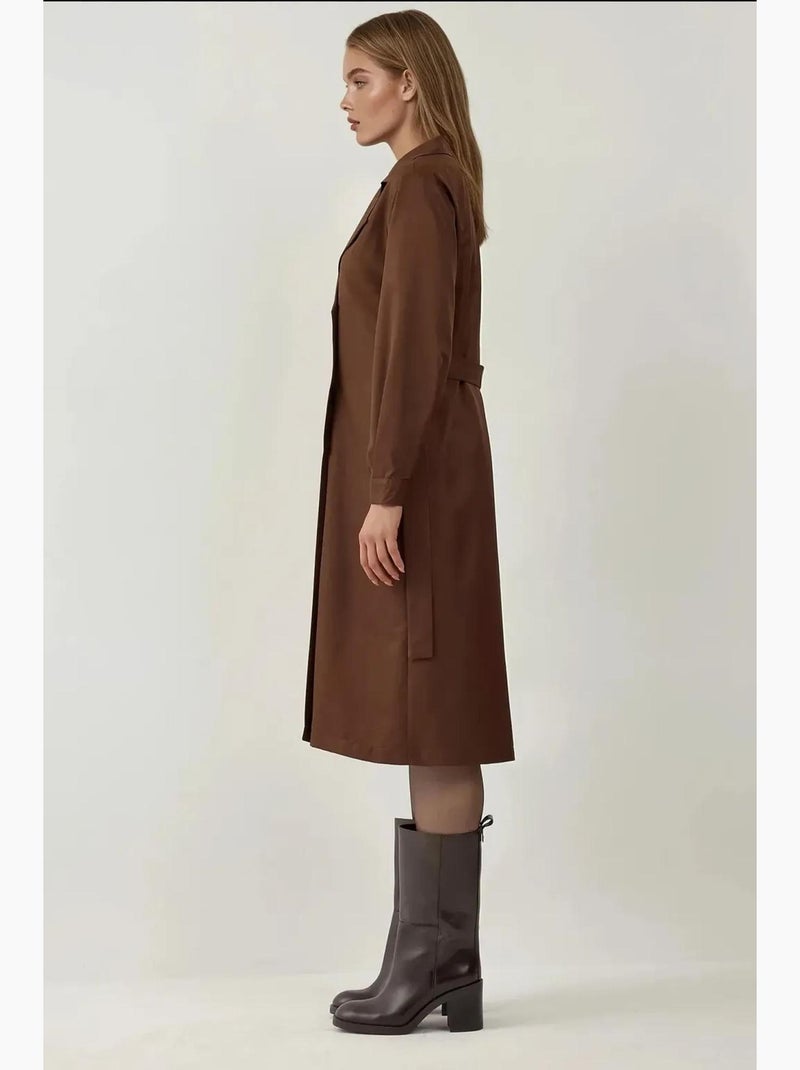 Gabardina larga con cinturón bdart Marrón oscuro - Kiabi