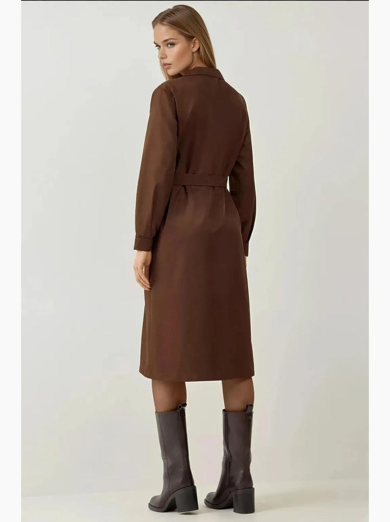 Gabardina larga con cinturón bdart Marrón oscuro - Kiabi