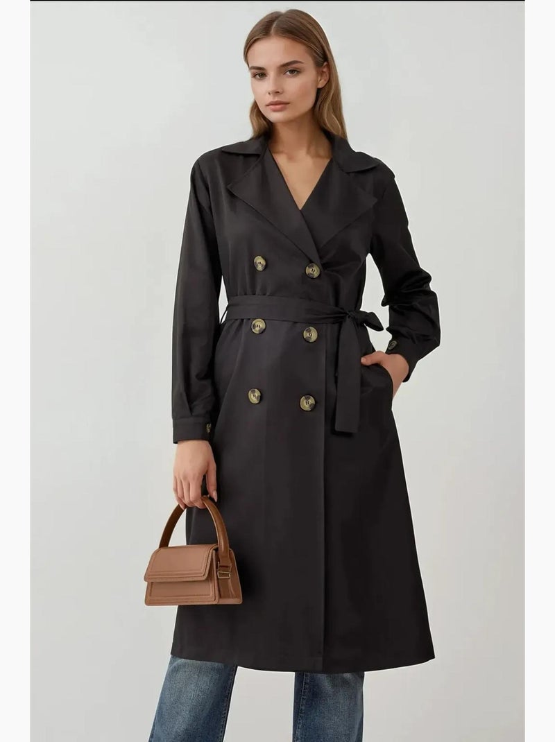 Gabardina larga con cinturón bdart Negro - Kiabi