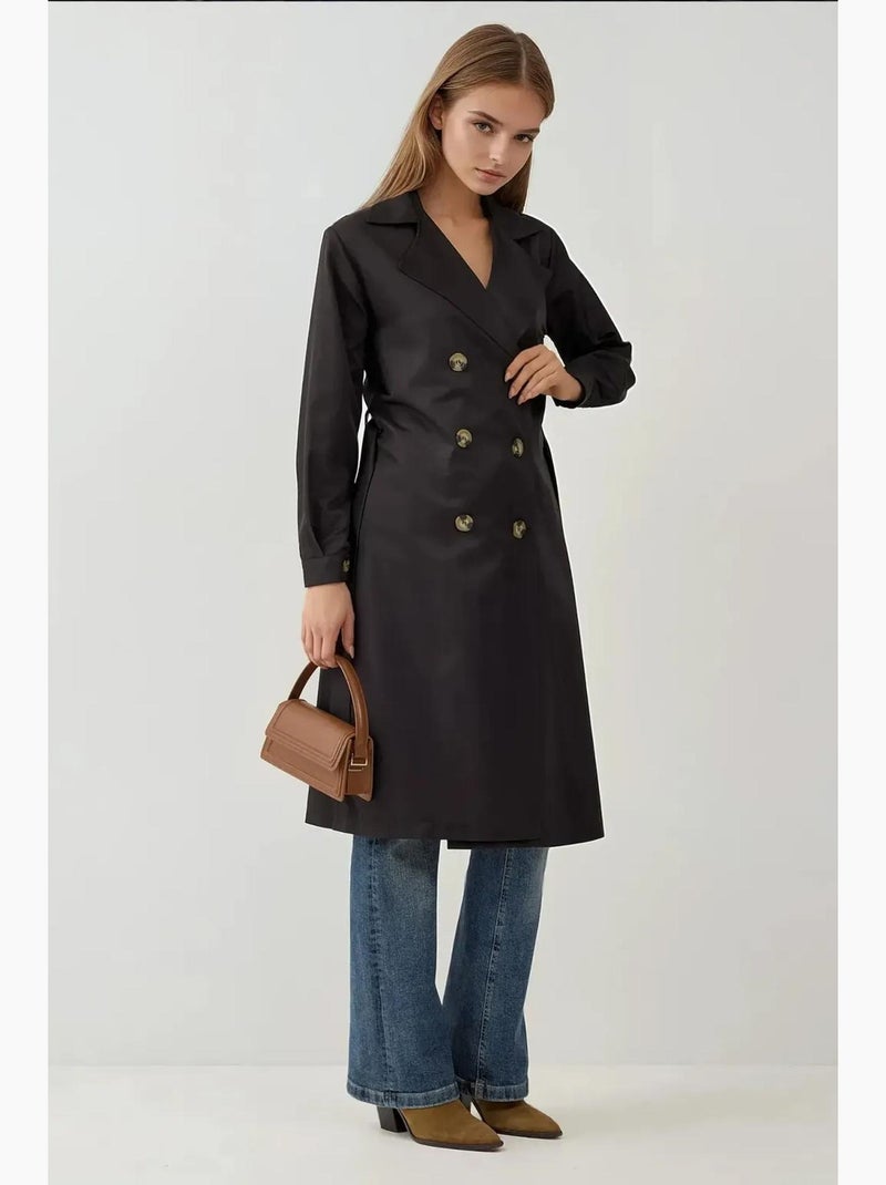 Gabardina larga con cinturón bdart Negro - Kiabi