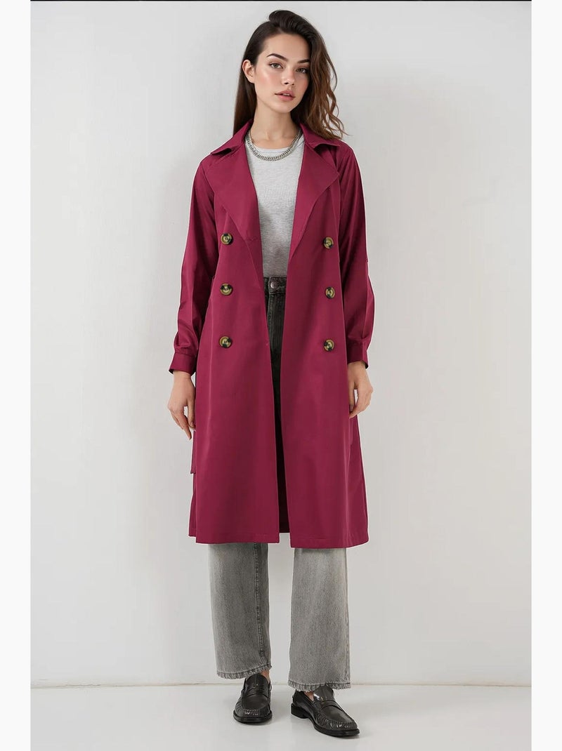 Gabardina larga con cinturón bdart Rojo burdeos - Kiabi