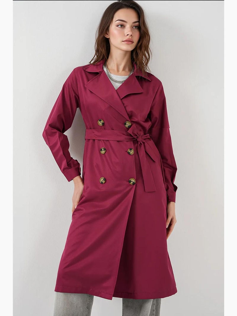 Gabardina larga con cinturón bdart Rojo burdeos - Kiabi