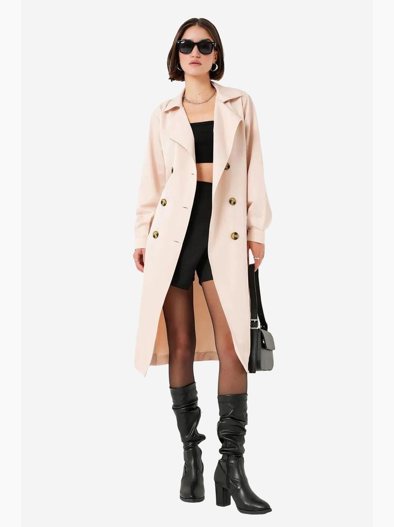 Gabardina larga con cinturón bdart Rosa viejo - Kiabi