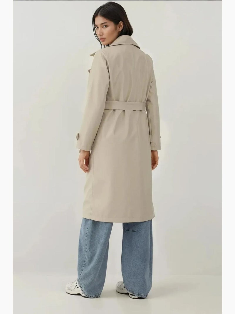 Gabardina larga con cinturón y manga larga bdart Beige arcilla - Kiabi