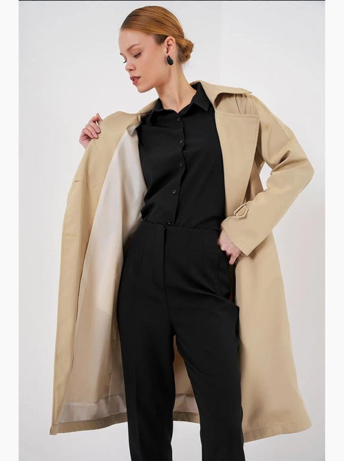 Gabardina larga con cinturón y manga larga bdart - Kiabi Gabardina larga con cinturón y manga larga bdart - Kiabi
