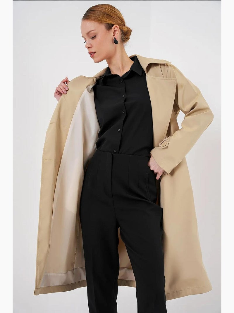 Gabardina larga con cinturón y manga larga bdart Camel - Kiabi