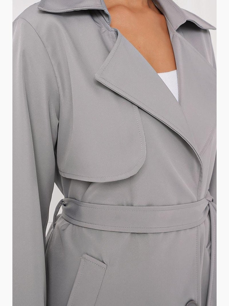 Gabardina larga con cinturón y manga larga bdart Gris - Kiabi