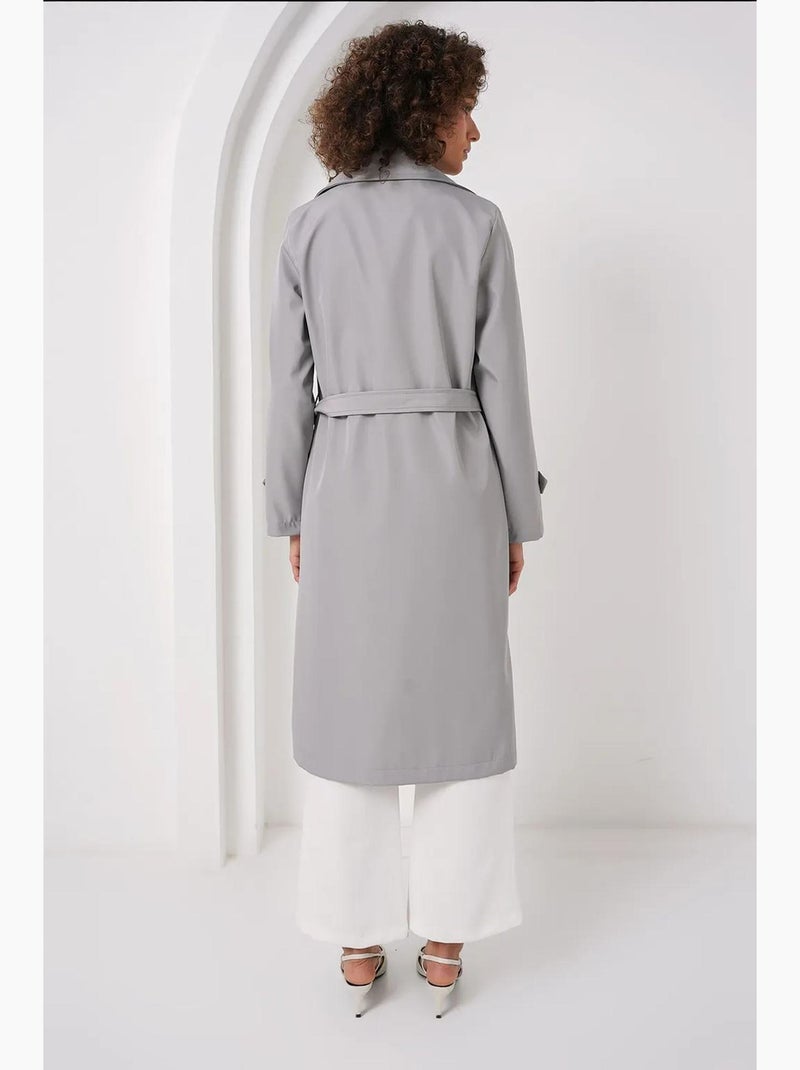 Gabardina larga con cinturón y manga larga bdart Gris - Kiabi