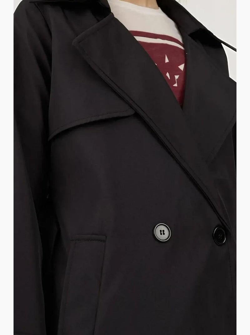 Gabardina larga con cinturón y manga larga bdart Negro - Kiabi