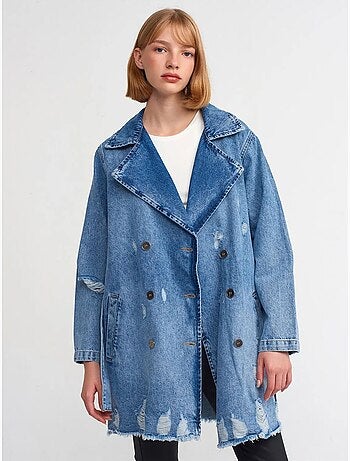 Gabardina larga de denim de algodón dilvin