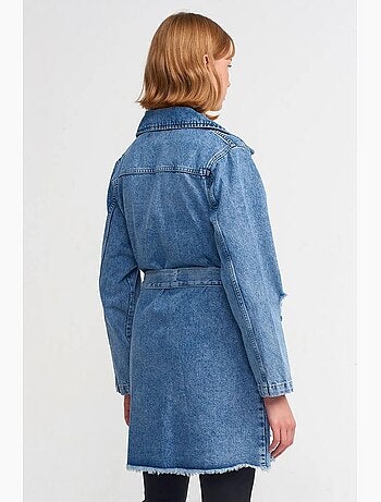 Gabardina larga de denim de algodón dilvin