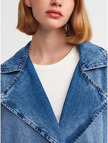 Gabardina larga de denim de algodón dilvin