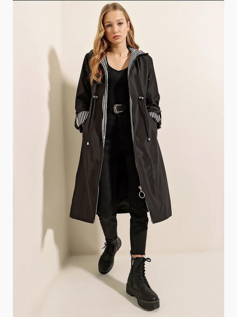 Gabardina larga de poliéster con capucha bdart Negro - Kiabi