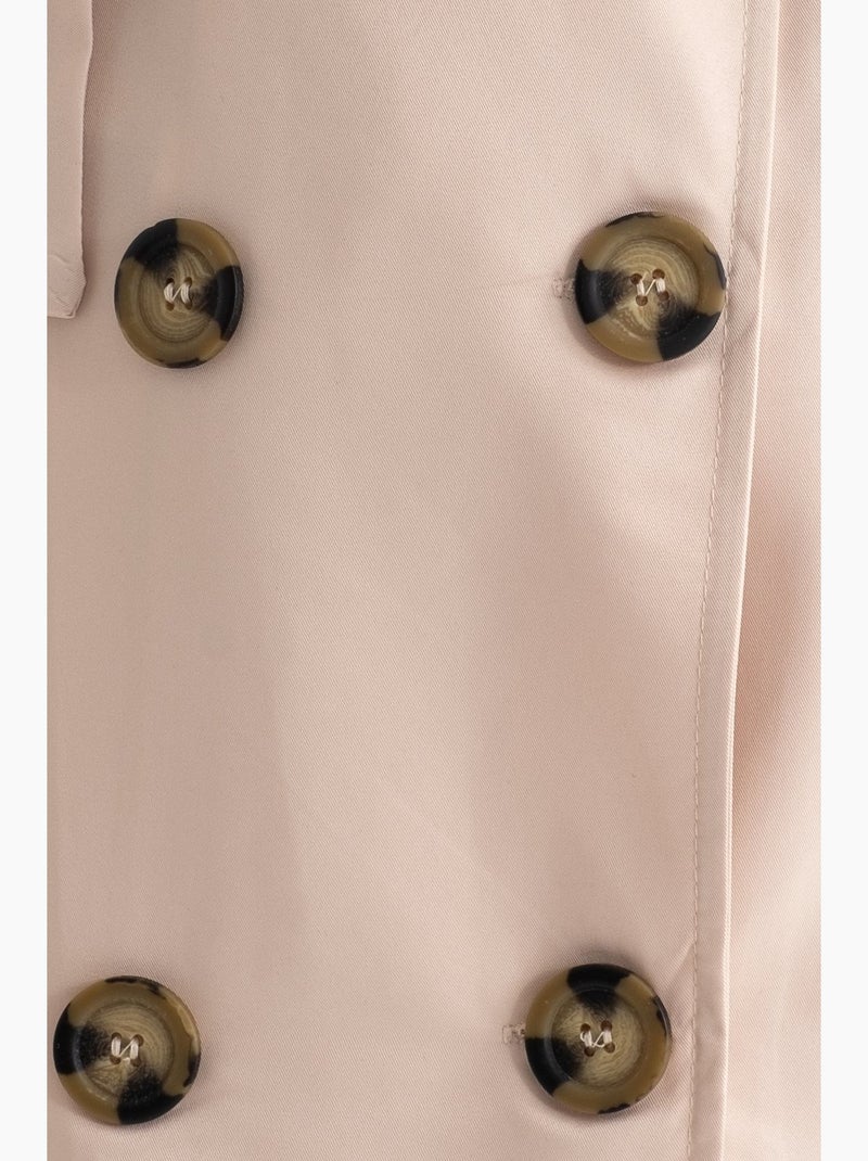 Gabardina larga larga de doble botonadura con cinturón hiccup Beige natural - Kiabi