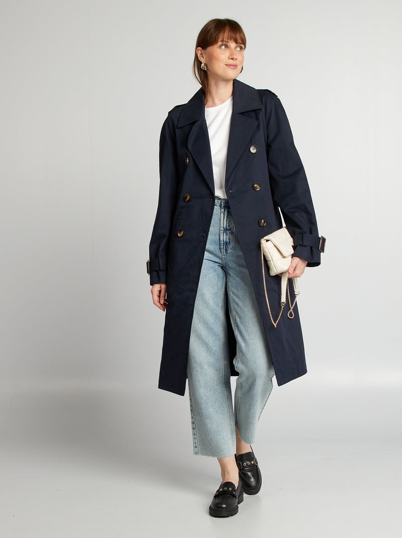 Gabardina larga lisa AZUL - Kiabi