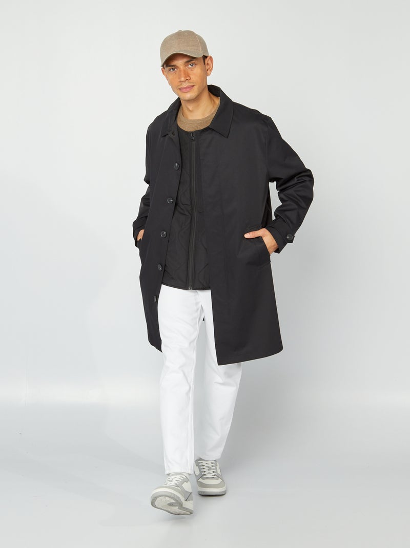 Gabardina midi chaleco acolchado en el interior negro - Kiabi