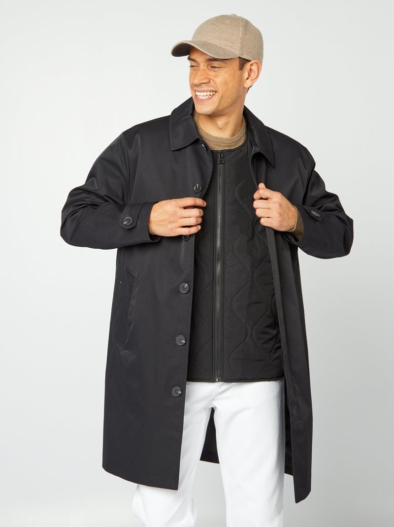 Gabardina midi chaleco acolchado en el interior negro - Kiabi