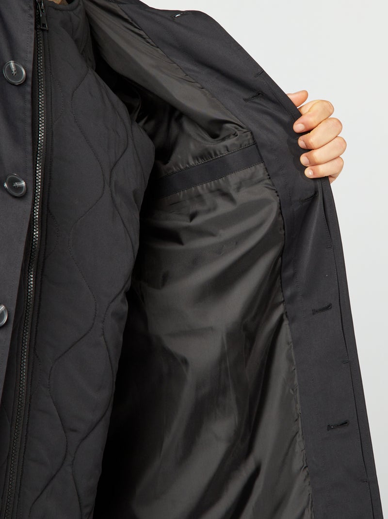 Gabardina midi chaleco acolchado en el interior negro - Kiabi