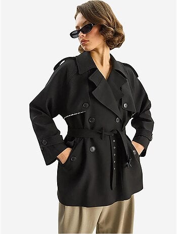 Gabardina midi de mezcla de algodón con cierre de botones lucci